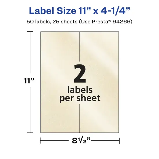 Avery Pearlized Ivory Rectangle Labels, 11" x 4.25" {5}