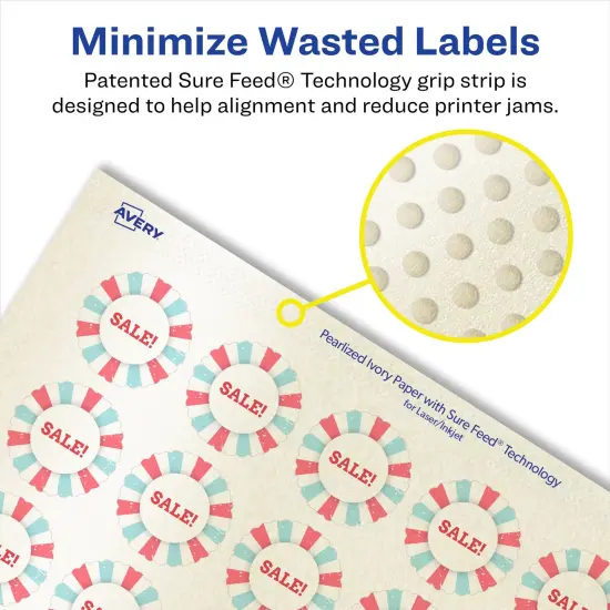 Avery Pearlized Ivory Starburst Labels with Sure Feed Technology, Print-to-the-Edge, 1" {4}