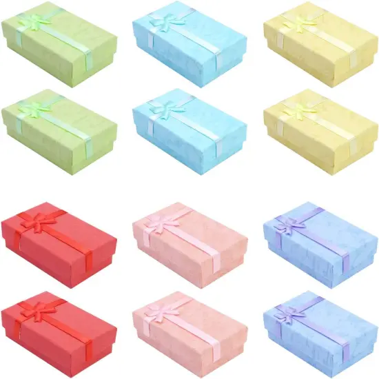 24 PCS Paper Gift Boxes with Lids and Ribbon Bows for Jewelry Display-Rings, Watches, Necklaces, Earrings and Bracelet Gift Packaging Box,6 Colors {1}