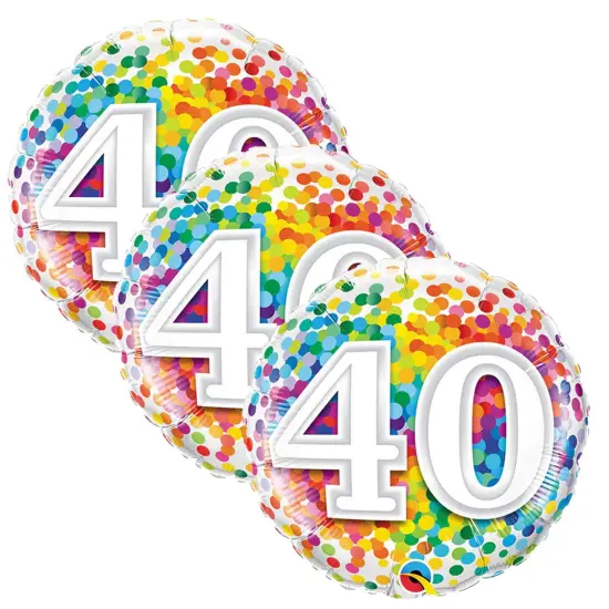 40 Rainbow Confetti 18" Foil Mylar Balloon {3}