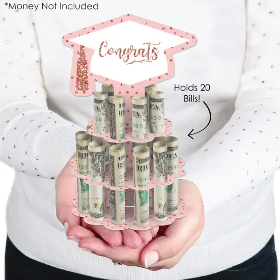 Big Dot of Happiness Rose Gold Grad - DIY Graduation Party Money Holder Gift - Cash Cake {3}
