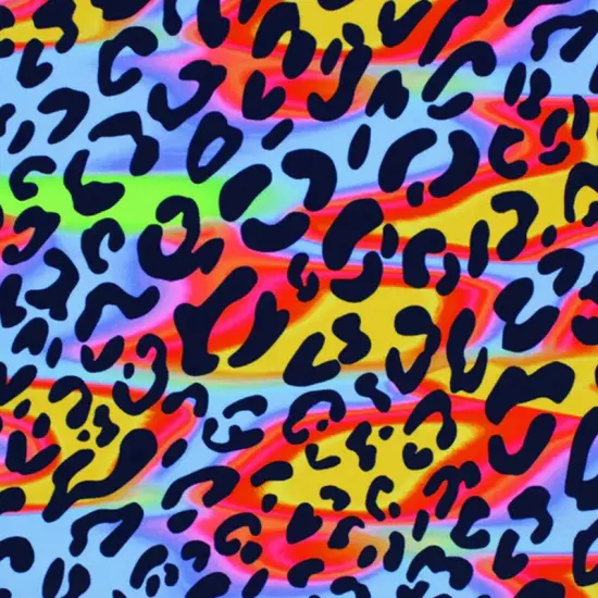 Funky Heatwave Leopard Printed Spandex Fabric Multicolor {1}