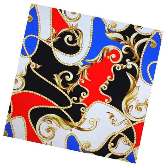 Carousel Printed Spandex Fabric Blue/Teal {4}