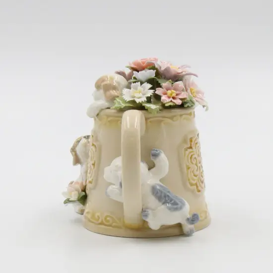 Ceramic Puppies Playing with Flower Pitcher Music Box, Home D&eacute;cor, Gift for Her, Gift for Mom, Kitchen D&eacute;cor, Dog Lover Gift, Pet Loss Gift {5}