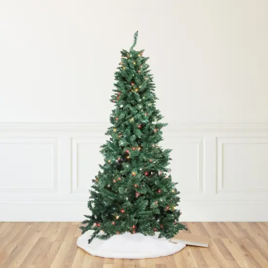 Northlight 9' Pre-Lit Green Slim Pine Artificial Christmas Tree - Multicolor Lights {1}