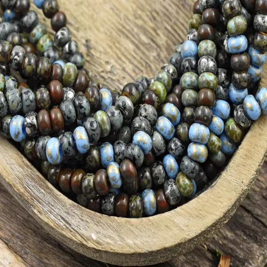 2/0 Aged Nyx Picasso Mix Seed Beads (19' Strand) {3}