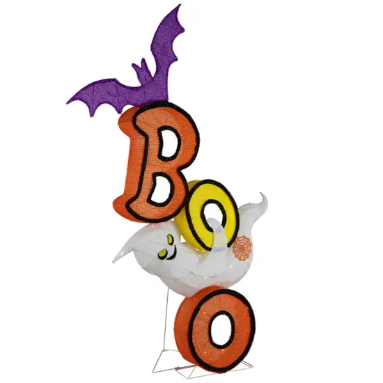 Northlight Lighted Bat and Ghost "BOO" Halloween Decoration - 4.5' - Warm White LED Lights Orange {5}