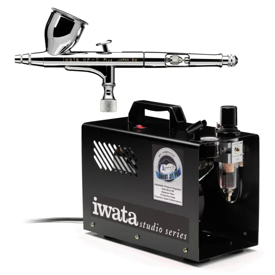 High Performance Plus HP-C Plus Dual-Action Airbrush Kit with Iwata Smart Jet Pro Compressor & Air Hose {1}