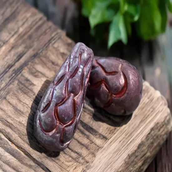 *6* 25x12mm Red Wine Nebula Mermaid Scale Large Drop Beads {2}