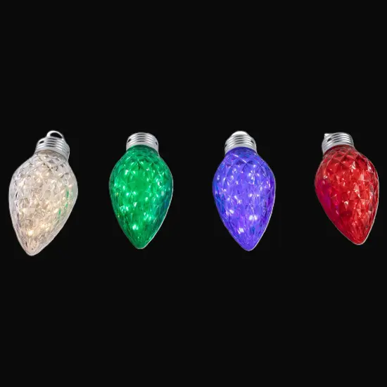Northlight LED C9 Style Faceted Twinkle Christmas Lights - Multicolor - 9' White Wire - 4ct {4}
