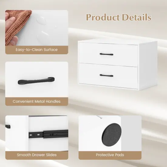 Costway 2-Drawer Dresser Stackable Horizontal Storage Organizer w/Handles White/Walnut/Black {6}