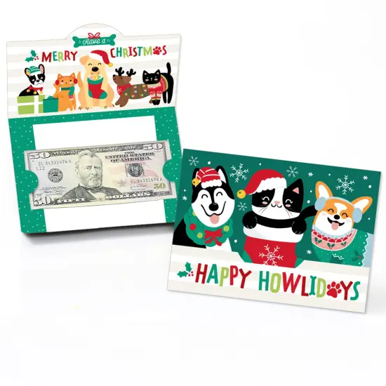 Big Dot of Happiness Christmas Pets - Cats and Dogs Holiday Party Money And Gift Card Holders - Set of 8 {1}