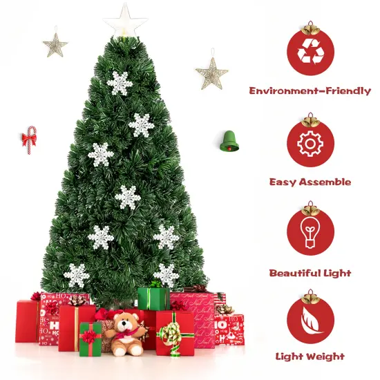 Costway 3/4/5/6 FT Pre-Lit Fiber Optic Artificial Christmas Tree with Multicolor Led Lights {6}