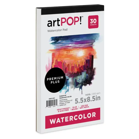 artPOP! Watercolor Pad, 5.5" x 8.5", 30 Sheets, Acid-Free Paper, 140lb (300gsm), Perfect for Most Wet & Dry Media, Ideal for Beginners, Students, Artists {2}