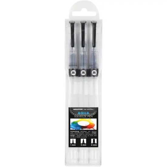 Molotow Aqua Ink Squeeze Pen 3-Pen Set, 1mm, 3mm, 4mm Tips, 1 Set {1}