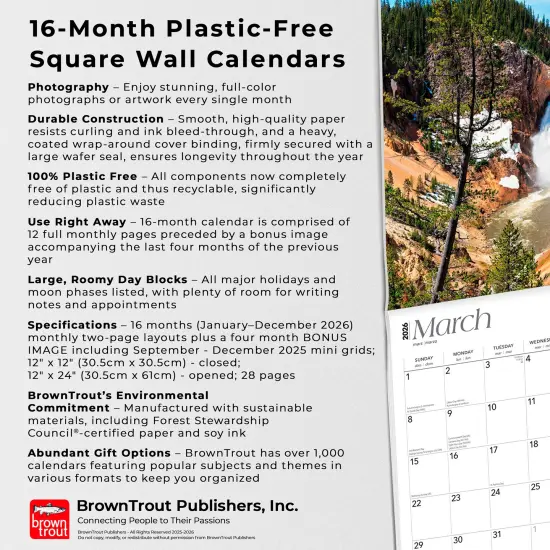 The West | 2026 12 x 24 Inch (Hanging) Monthly Square Wall Calendar | Plastic-Free {6}