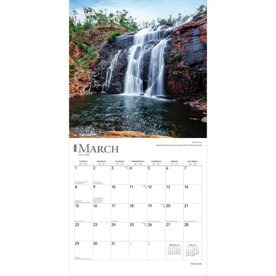 Waterfalls | 2026 12 x 24 Inch (Hanging) Monthly Square Wall Calendar | Plastic-Free {3}