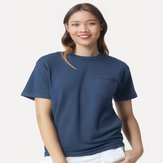 Comfort Colors&reg; Garment-Dyed Heavyweight Crewneck Short Sleeve Pocket T-Shirt China Blue {1}