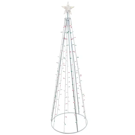 Northlight Lighted Outdoor Christmas Cone Tree with Star- 6' - Red and Green Lights White {3}
