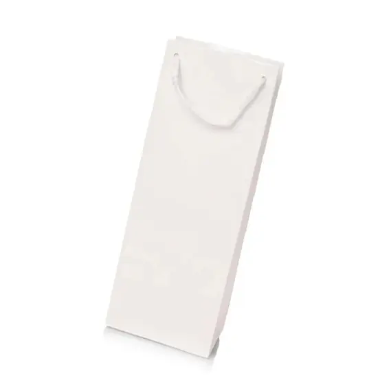 Glossy Colored Paper Wine Bottle Euro Tote 5" x 3" x 13 1/4" White {4}