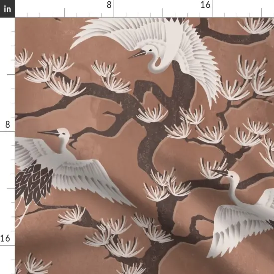 Various Fabrics by the Yard or Fat Quarter Nature Birds Cranes Chinoiserie Botanical Earth Tone Trees Floral Monochrome In Flight Custom Printed Fabric by Spoonflower {2}