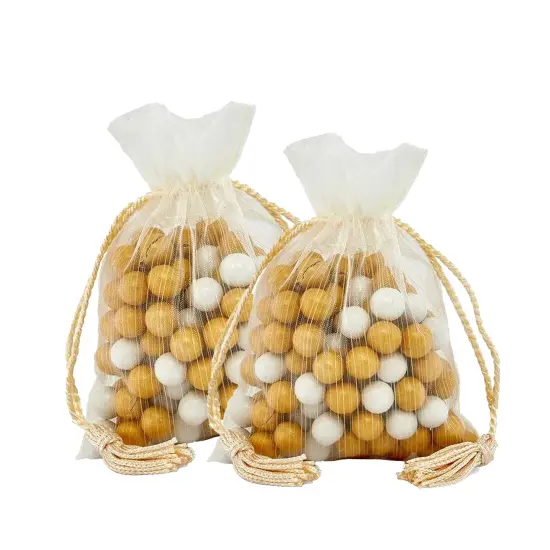 Stylish Gift Bag with Tassels 5" x 6 1/2" Ivory {2}