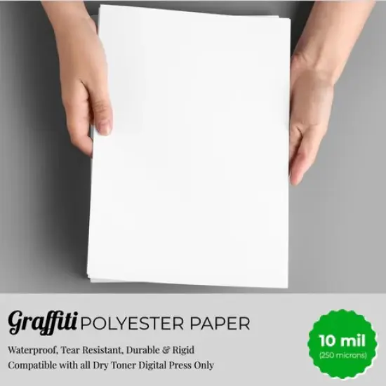 Graffiti Waterproof Papers (Scuff Free) - 10 mil 300 gr Rigid Polyester (White) 50 Sheets {1}