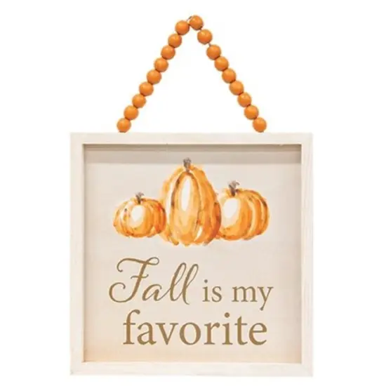 Autumn Beaded Signs with Pumpkin Graphic and Seasonal Text for Home Decor 2 Asstd. Bless All {6}