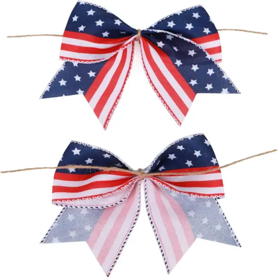 12 Pcs 6 Inch American Flag Bow Patriotic {4}