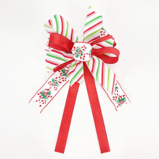 LaRibbons 2 1/2" Wired Ribbon | "Candy Cane" White/Red/Iris | 10 Yard Roll {4}