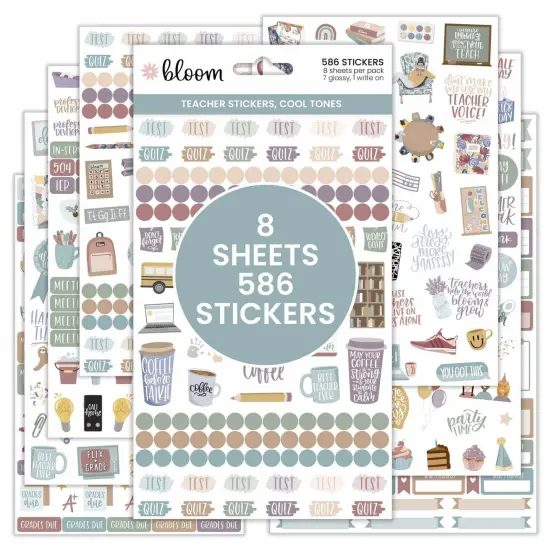 bloom daily planners Planner Stickers, Teacher Pack, Cool Tones {2}