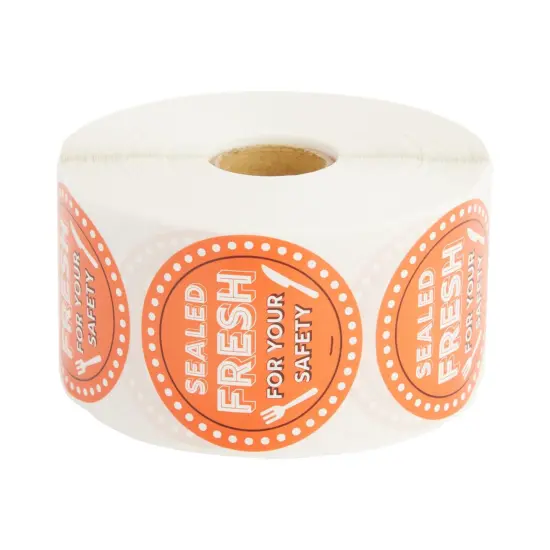 1000-Pieces of Tamper Evident Labels Roll for Food Delivery, 2 Inch Round Sealed Fresh for Your Safety Stickers, Tape for Restaurant Packages, Diners, Business Labeling {6}
