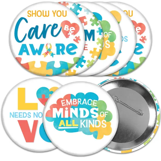 Big Dot of Happiness Autism Acceptance Buttons - Awareness Badge - 3-inch Pinback Buttons - Set of 8 {1}