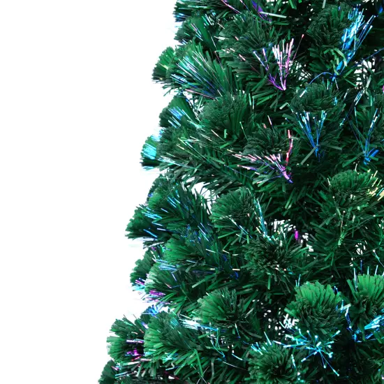 Northlight Pre-Lit Color Changing Fiber Optic Artificial Christmas Tree - 7' - Multi-color Lights Green {4}