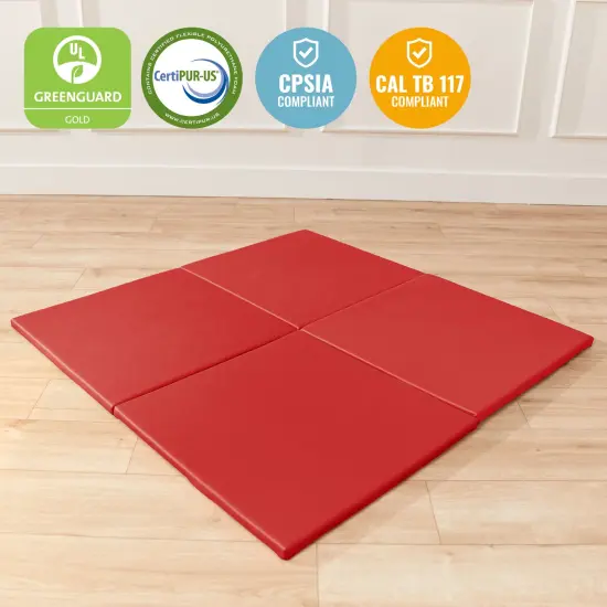 Play Patch Activity Mat Squares, Modular Playmat, 4-Pack Red {6}