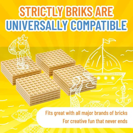 Strictly Briks Classic Building Brick Baseplates, Sand, 20 Pieces, 8x8 Inches, Creative Play Set for Ages 3-14, 100% Compatible with All Major Brick Brands Brown {4}