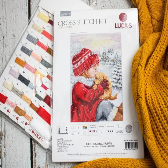 Girl Kissing Puppy BU5027l Counted Cross-Stitch Kit {4}