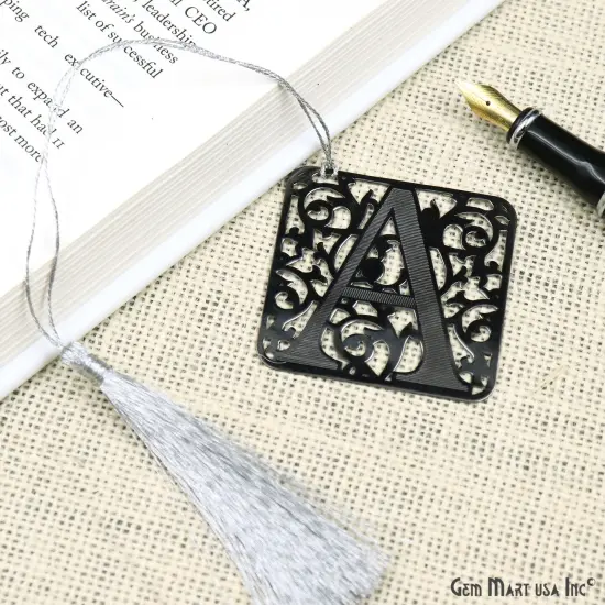 A Alphabet Bookmark With Tassel. Oxidized Bookmark, Reader Gift, Handmade Bookmark, Page Marker, Aesthetic Gift. 50mm {2}