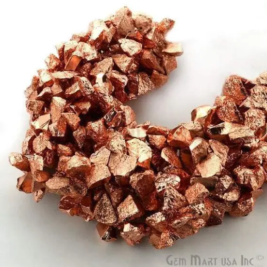 1 Strand Copper Pyrite AAA High Quality Rough Nugget Chips 10Inch length Jewelry Making Supply (RLCP-70011) {1}