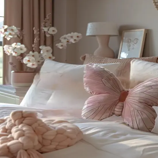 Butterfly Throw Pillow, Pink Butterfly-Shaped Glitter Velvet Stuffed Cushion Shiny Spring Decorative Animal Pillow for Couch Living Room Bed (Butterfly-B,11.8"x11.8") {5}