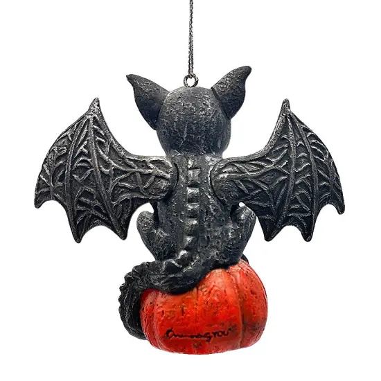 Spooky Gargoyle on a Pumpkin Ornament, Goth Halloween Themed Tree Decor {6}