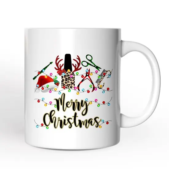 Nail Tech Buffalo Plaid Christmas Mug, Pedicure Gift {1}