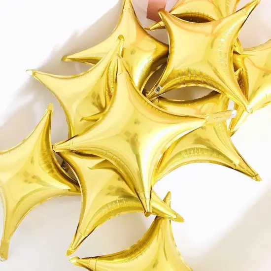 Gold Star Balloons,12Pcs Four Angle Star Foil Balloons,26Inch and 10Inch Gold Quadrangle Star Helium Mylar Balloons for Birthday Anniversary Baby Shower Wedding Party Decorations {4}