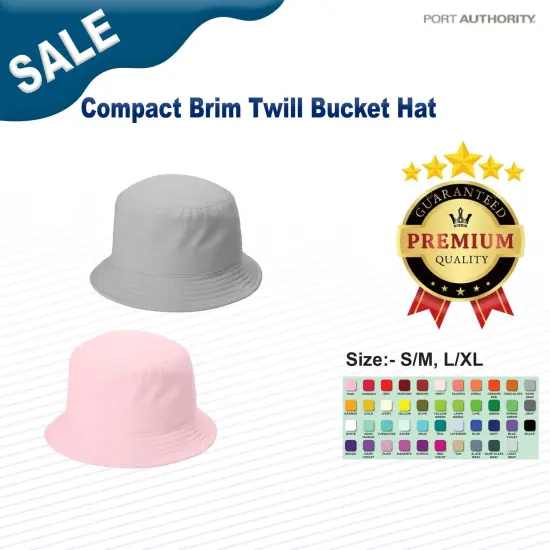 Port Authority&reg; Compact Brim Twill Bucket Hat Cloud Pink {3}
