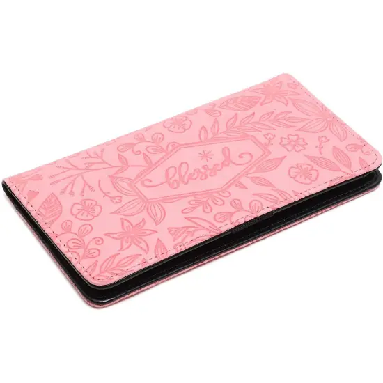 Floral Checkbook Cover for Women Card Holder Wallet for Checks & Credit Cards, RFID Blocking (Pink) {6}