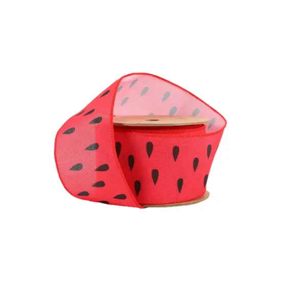 2 1/2" Wired Ribbon | Watermelon Seeds | 10 Yard Roll {3}