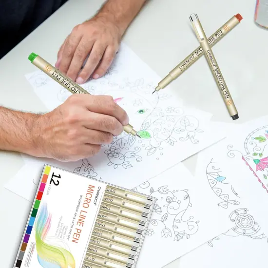 01 Micro Pen, Fine Point Pen with 12 Colors, Waterproof Archival Ink, 0.25mm Fineliner Ink Pens for Artist Illustration, Sketching, Anime, Manga, Technical Drawing and Scrapbooking {5}