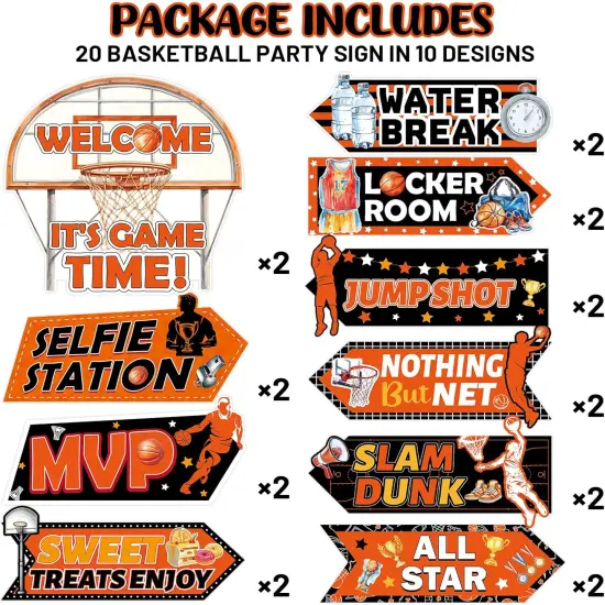 Basketball Party Decorations Sign March Madness Directional Photo Props for Boys Sports Birthday Bulletin Board Decor Supplies 20Pcs {2}