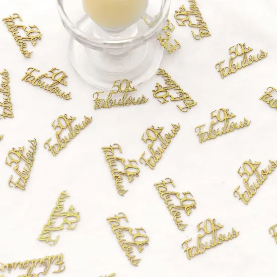 Happy Birthday Party Table Confetti Glitter Gold 50 and Fabulous Table Scatter Decorations for 50 Years Old Birthday/Wedding Anniversary Party Favor Decor Supplies 100PCS {3}
