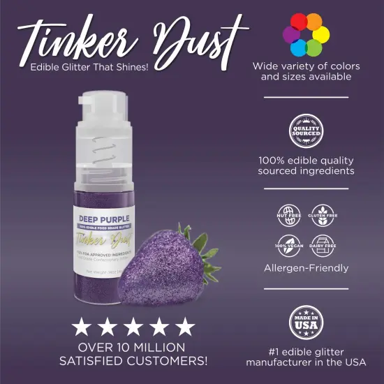 Bakell - Deep Purple Tinker Dust Edible Glitter (25g, 1x Spray Pump) for Food, Desserts, and Beverages! {3}